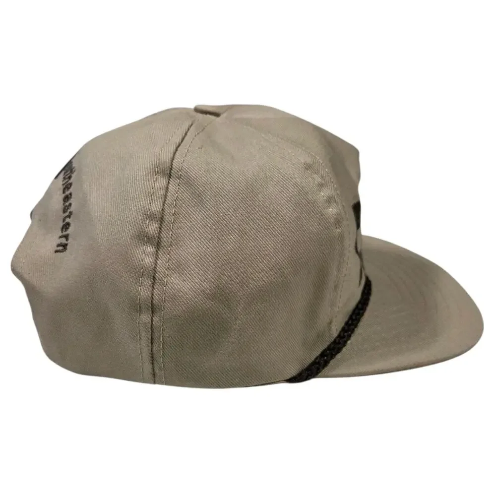 Vintage COTTON Snapback Hat Tan Brown USA Rope Embroidered Streetwear Unisex